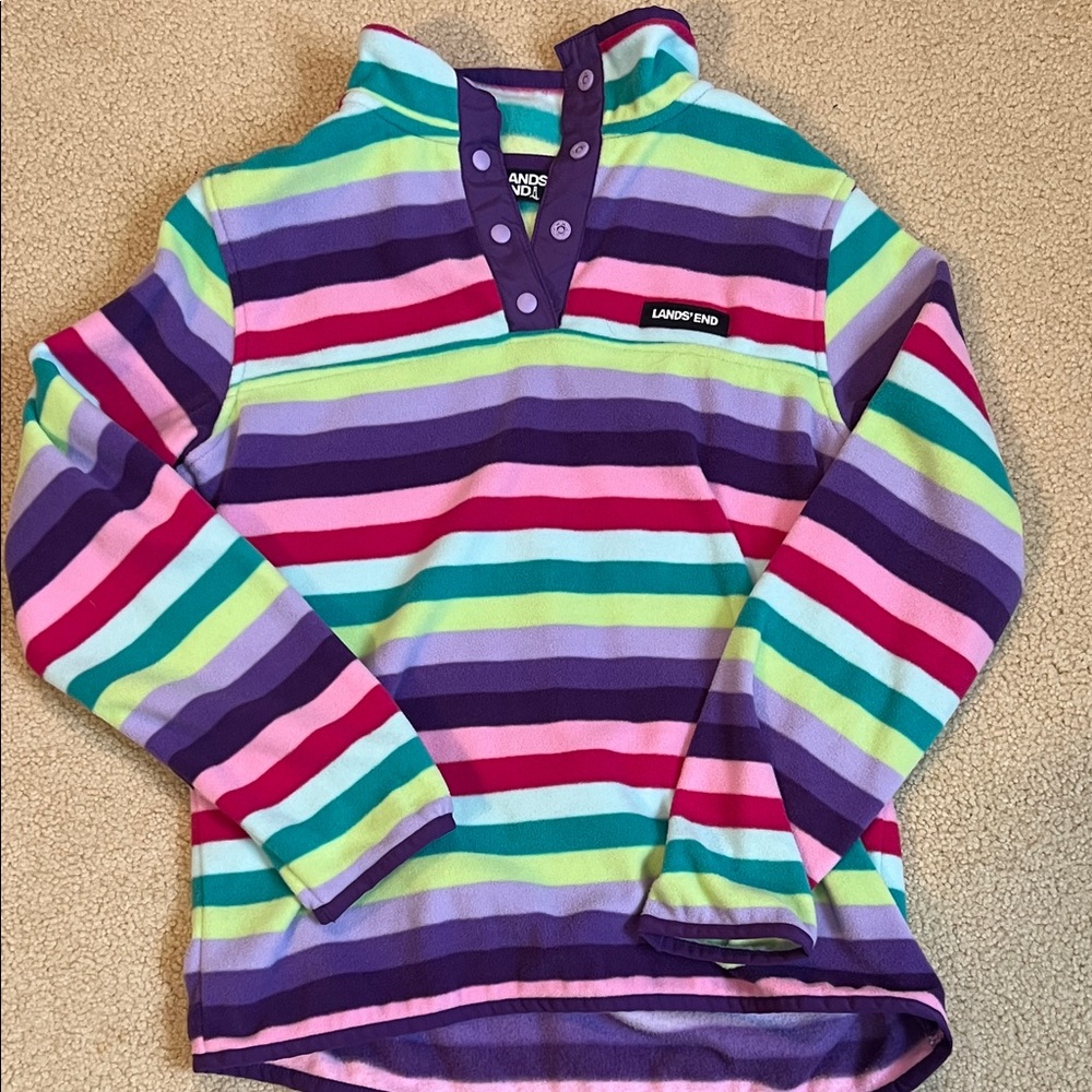 Lands' End Kids Colorful Striped Fleece Sweatshirt